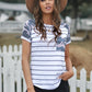 Striped Pocketed Patch T-Shirt