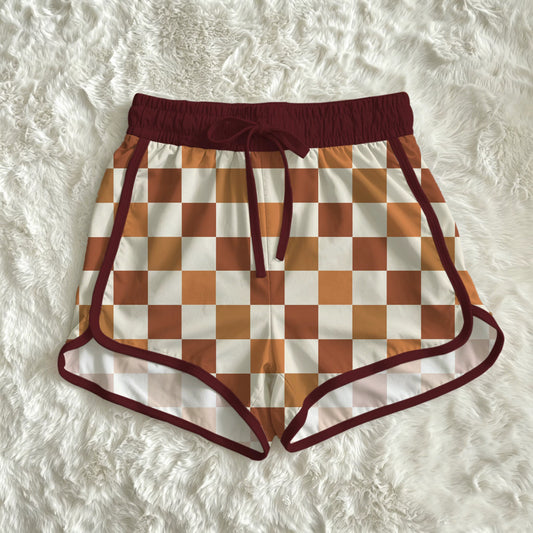 Autumn Check Bamboo Mama Shorts - PREORDER