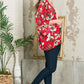 Floral Open Front Three-Quarter Sleeve Cardigan