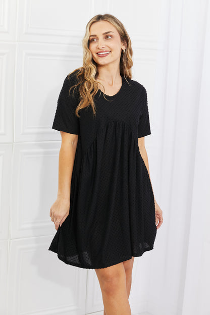 Another Day Swiss Dot Casual Dress in Black