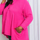 Bright and Airy Raw Edge Peplum Shirt with Pockets in Hot Pink