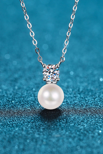 Katrina 925 Sterling Silver Freshwater Pearl Moissanite Necklace