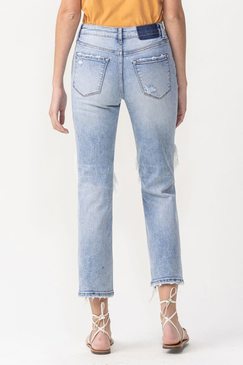 Lovervet Amari Destroyed High Rise Crop Straight Jeans