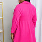Bright and Airy Raw Edge Peplum Shirt with Pockets in Hot Pink