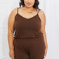 Comfy Casual Solid Elastic Waistband Jumpsuit in Chocolate