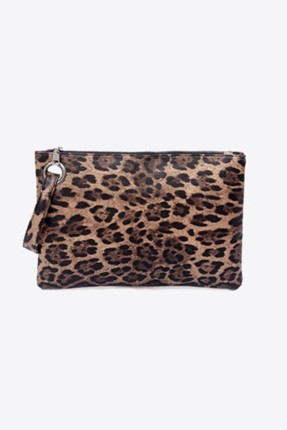 Take Me Out Leopard Leather Clutch