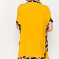 Leopard Contrast Open Front Slit Cardigan | Mustard