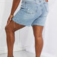 Judy Blue Hallie Mid-Length Denim Patch Shorts