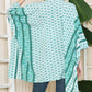 Printed Open Front Slit Cardigan in Green