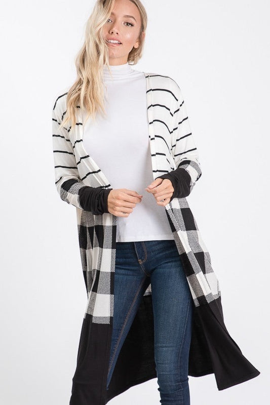 Plaid Color Block Duster - Ivory DOORBUSTER