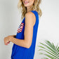 woman in knotted tank with sequined american flag  pocket 