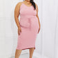 Flatter Me Ribbed Front Tie Midi Dress in Blush Pink