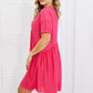 Another Day Swiss Dot Casual Dress in Fuchsia
