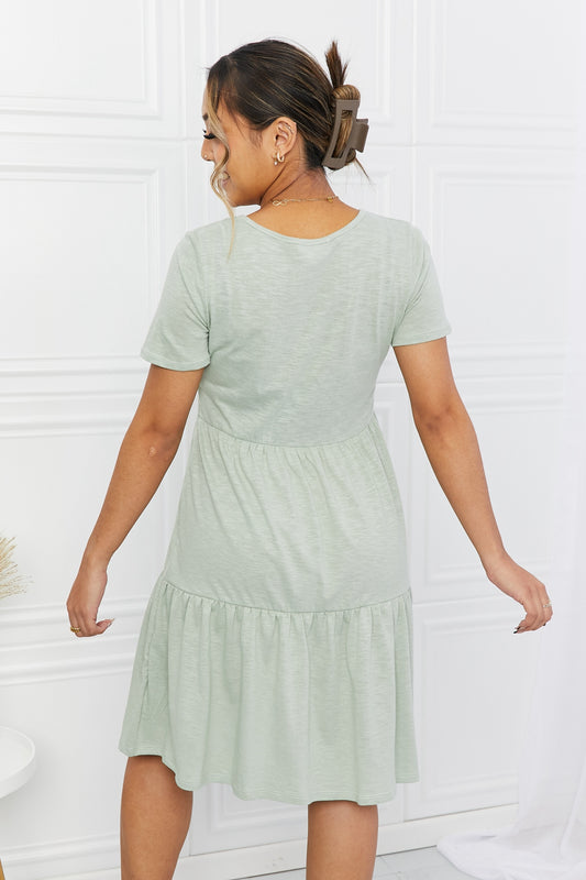 Short Sleeve Round Neck Tiered Tee Dress