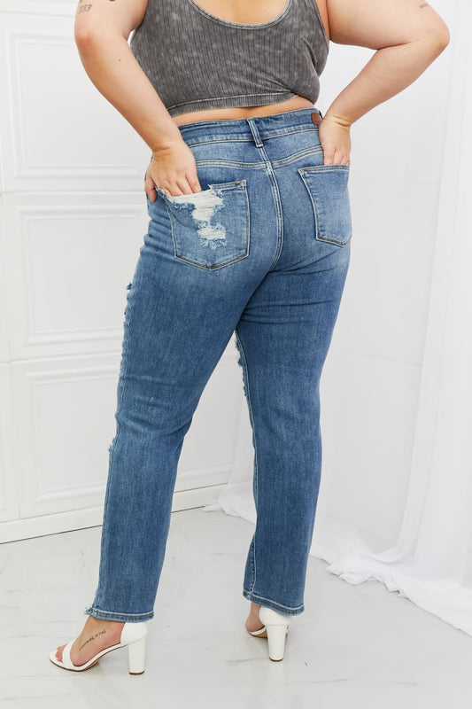 Judy Blue Bella Distressed Straight Jeans